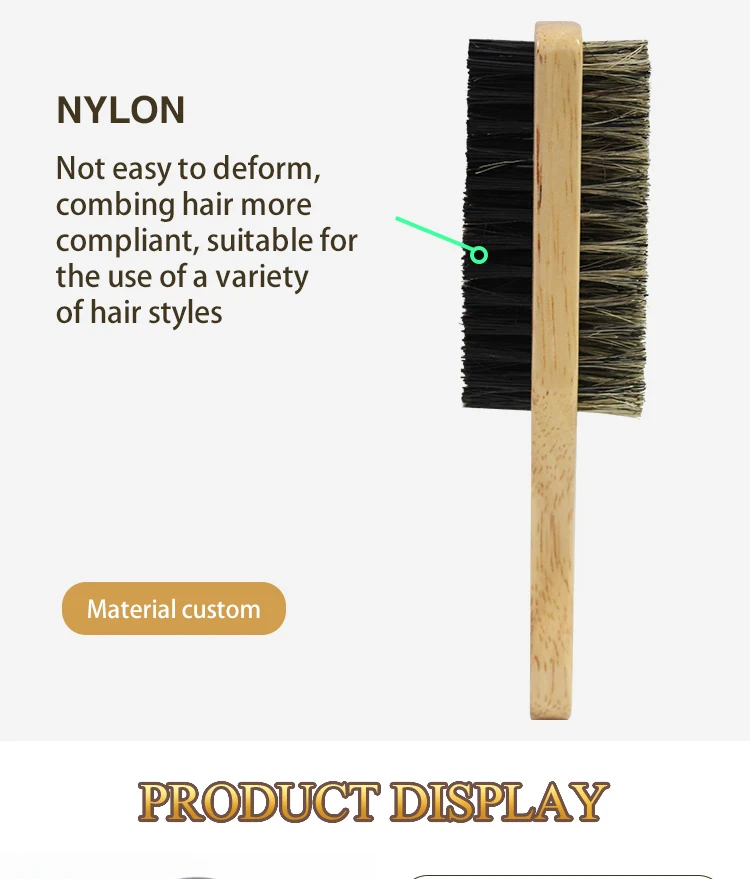 High Quality Boar Bristle Wood Beard Barber Brush Hairdresser Curved