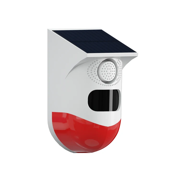 Détecteur De Mouvement Lumière D'alarme Solaire 110dB Sirène Forte LED Lumières Stroboscopiques