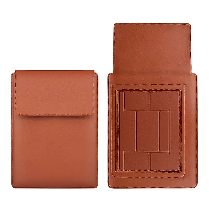 product waterproof pu leather laptop sleeve bag stand holder for business pc computer for macbook 13 14 15 inches laptop messenger bag-5
