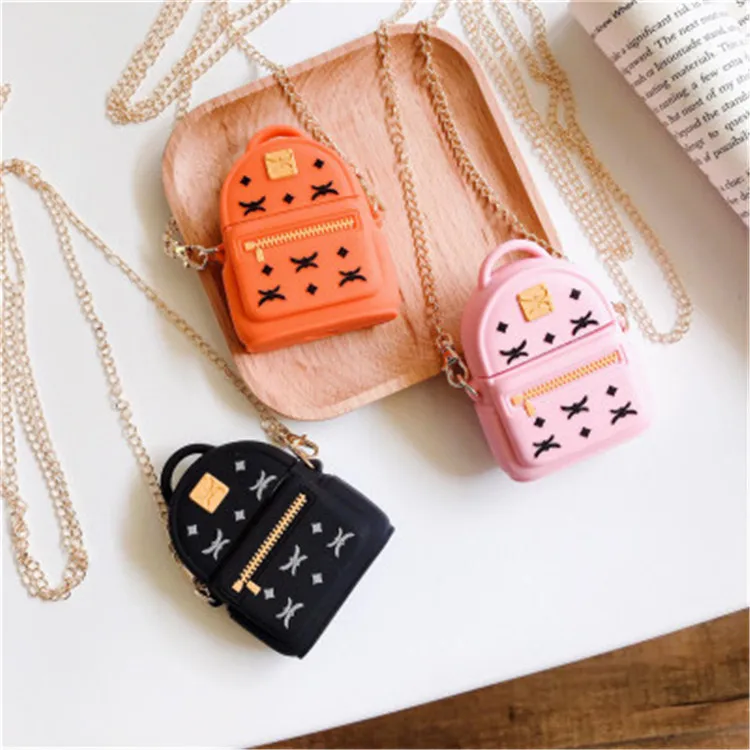 Wholesale Girl Fashion Luxury Case Bag Backpack Silicon Case Cute Earphone Silicone Cover With Chain for AirPods for Airpods 1 2