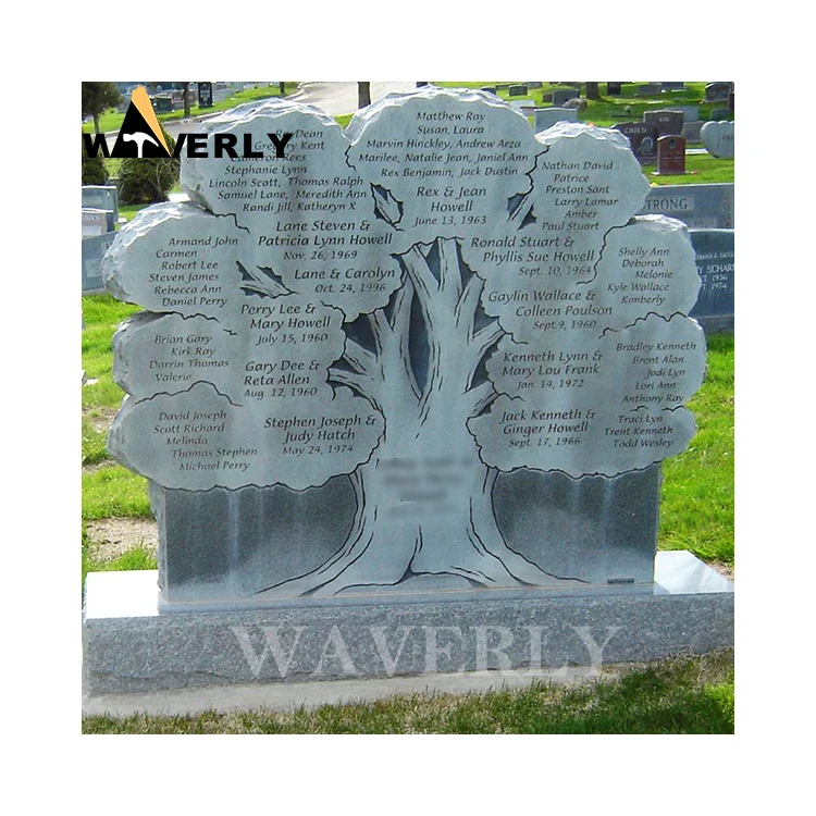 Custom Modern Gravestone Monuments Black Granite Marble Tree Shape ...