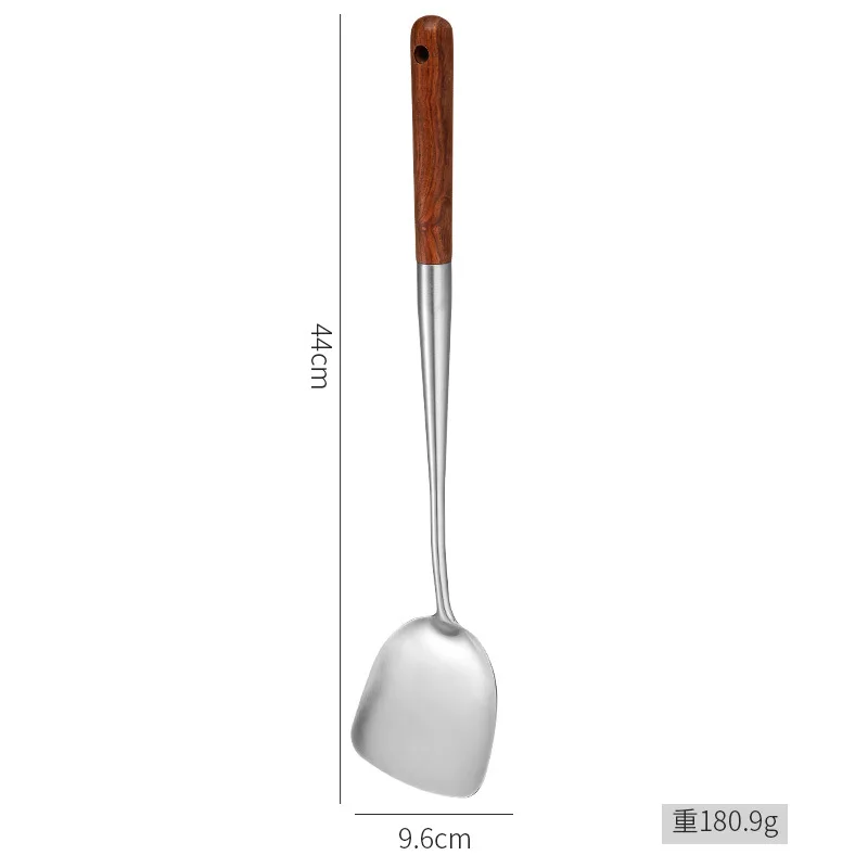  Chinese Asian Cooking Tools Wok Spoon & Wok Turner with Long  Wooden Handle Stainless Steel Chuan & Hoak (Spatula & Ladle