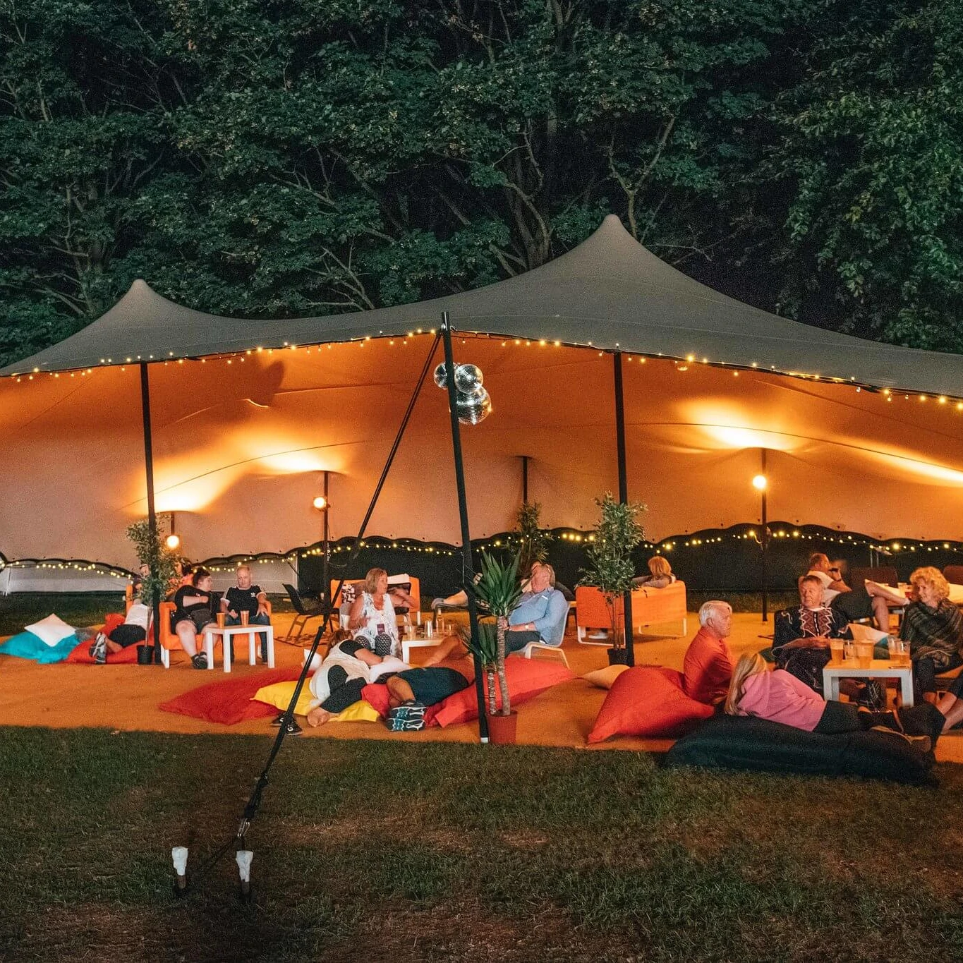 China Factory Price Outdoor White Portable Waterproof Fabric Party Camping  Stretch Marquee Tent with Light