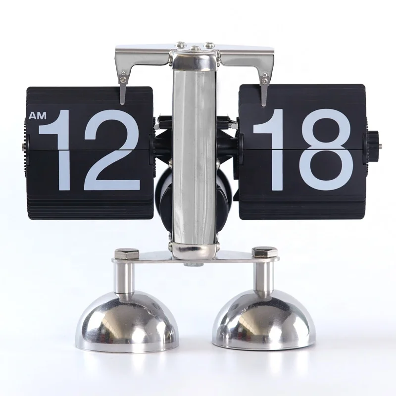 Custom Table Flip Clock with Sound Control LED Nightlight Desk Page Turning Desk Clock Reloj Senior Auto Flip Calendar Clock