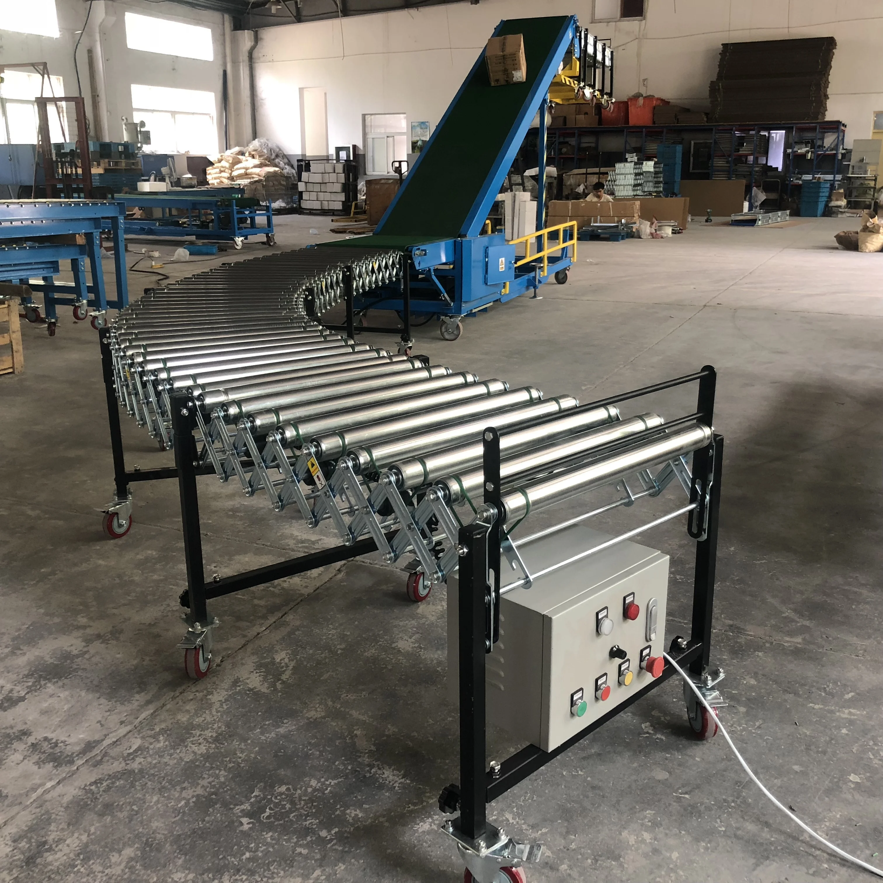 50KG Rice Bag Truck Loading & Unloading Telescopic Conveyor Container Unloading