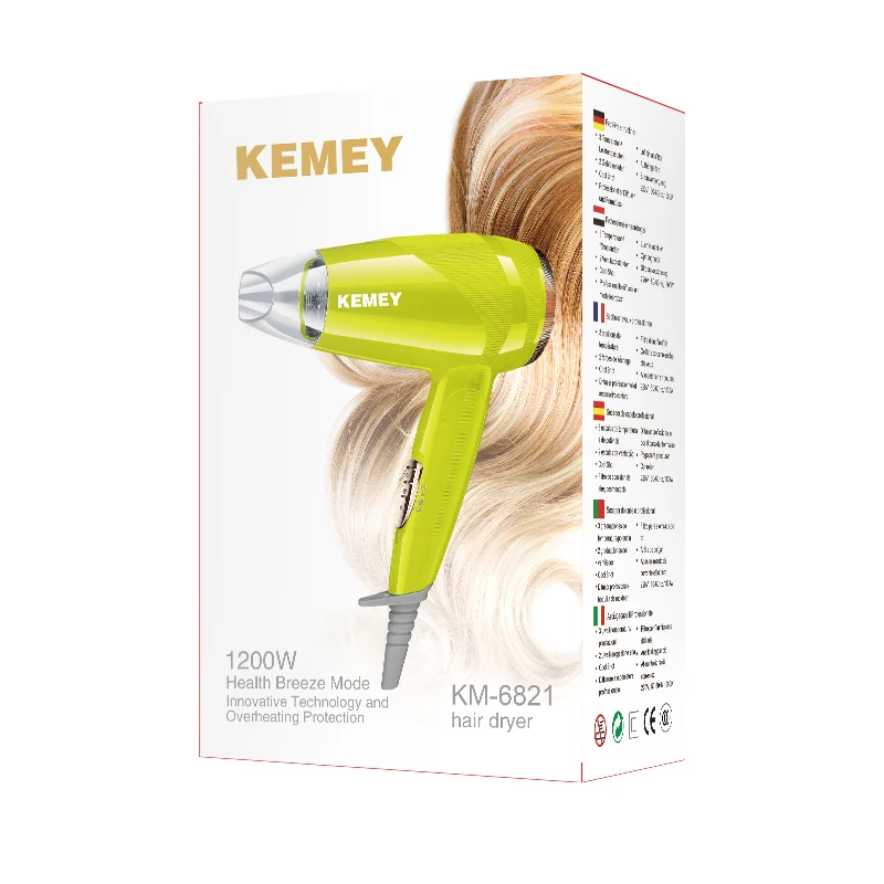 Best Professional Electric Hair Dryer Kemey Km6821 Cheap Power