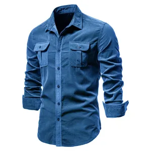 Stylish Men's Formal Long Sleeve Shirt 100% Cotton Breathable and Anti-Pilling Yarn Dyed for Autumn Season