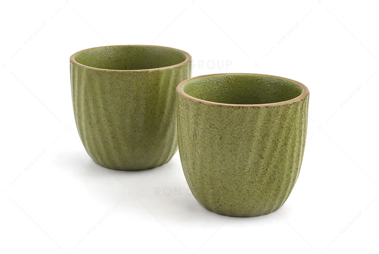 Restaurant 4Pcs Mixed Color Coffee Cup Set Handmade Pottery Tea Water Mug Vintage Terracotta Green Fambe Blaze Ceramic Cups