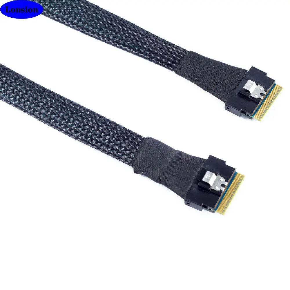 NFHK PCI-E Ultraport Slimline SAS Slim 4.0 SFF-8654 8i 74pin To Dual Sff 8654 4i 38pin Cable 40cm Pci