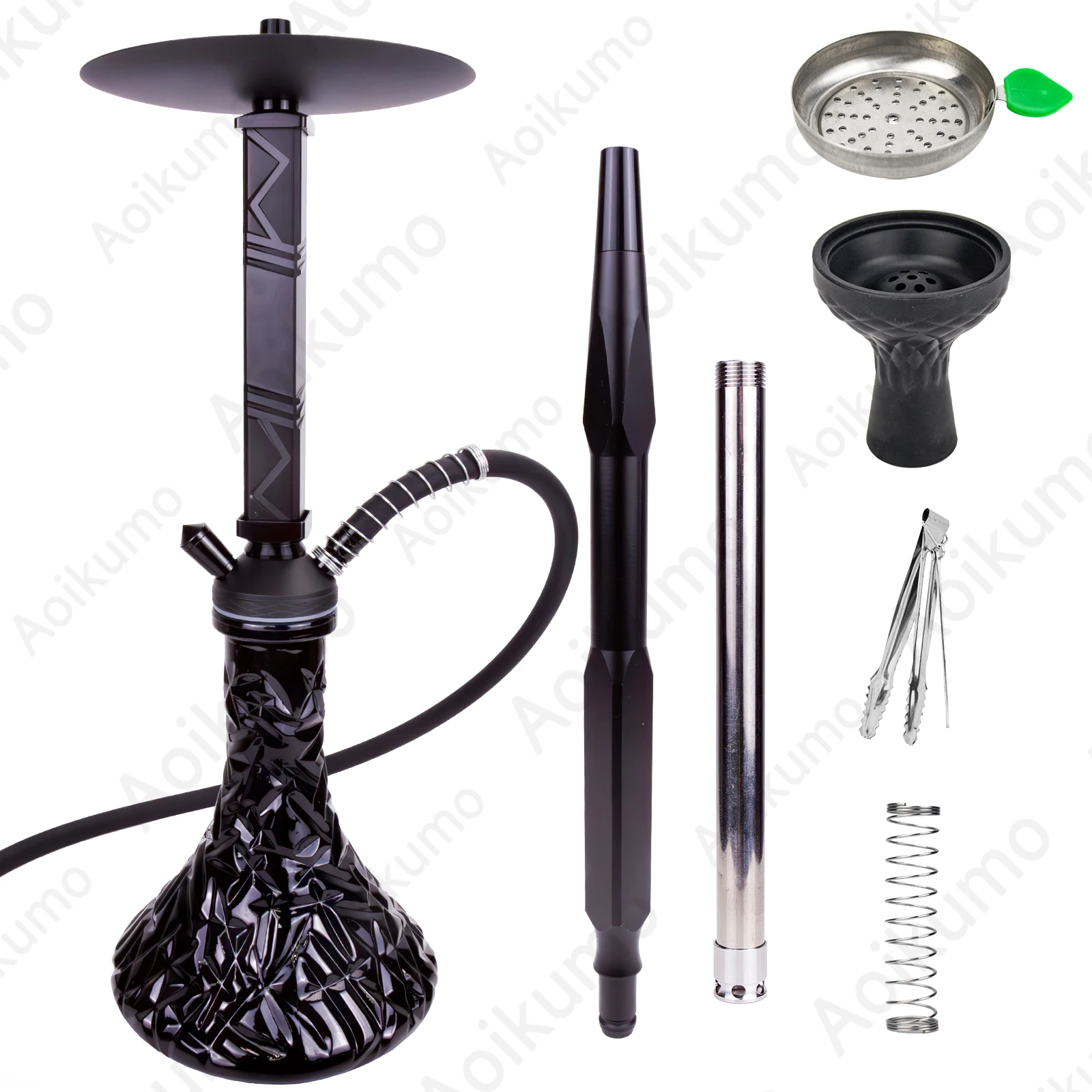 Shisha Cheap Customized Stylish Black Shisha Hookah Set with Glass