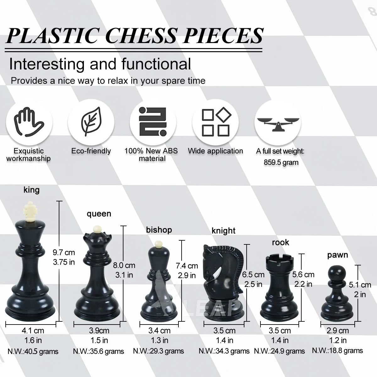 20-Inch Rubber Chessboard with FIDE Digital Clock 9.7cm ABS Triple Weighted Pieces A5 100 Scorebook-Complete Chess Combo Set