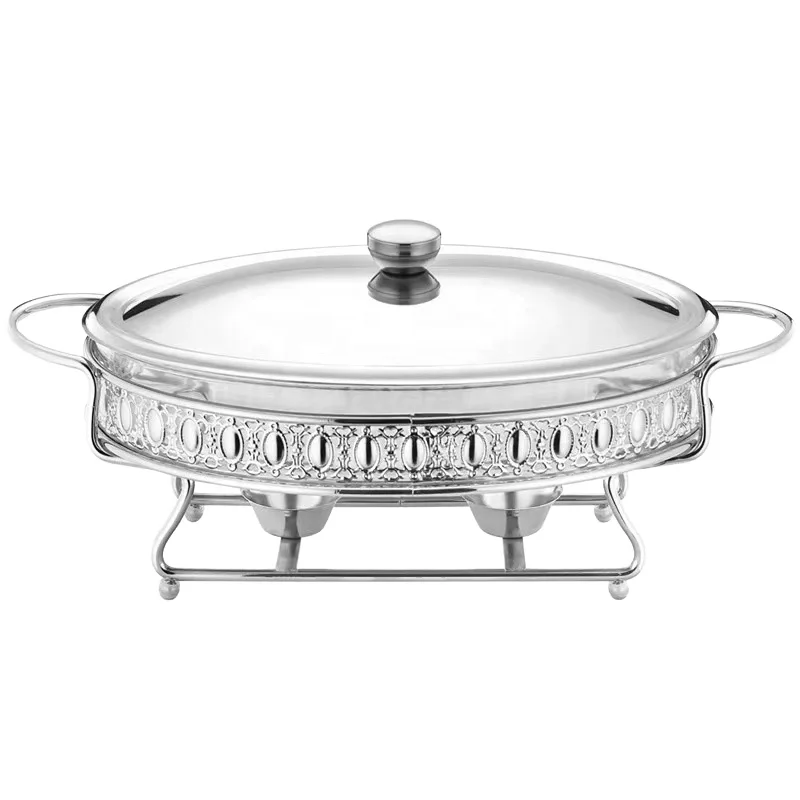 Modern Stainless Steel Serving Dishes Rectangle Silver Golden Buffet Chafing Warmer with 3L Capacity Fuel Heating for Weddings