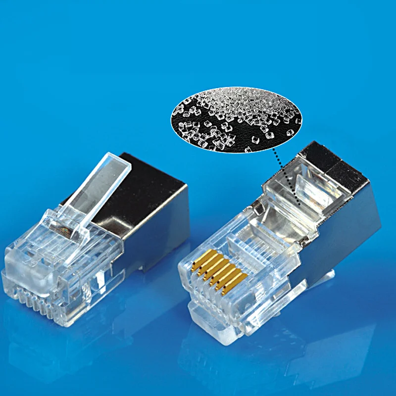 Customized 6P6C RJ 12 Shielded Copper Shell Nickel Gold Plating FTP Network Communication Plug Connector Ethernet Connectors