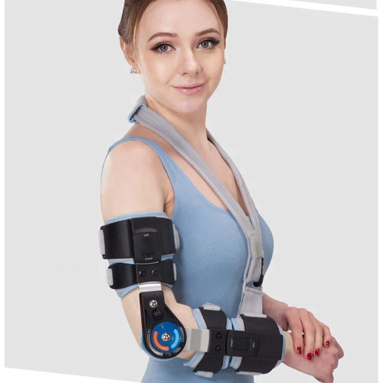 Medical Hinged ROM Elbow Brace with Sling Stabilizer Splint Arm Injury Recovery Support