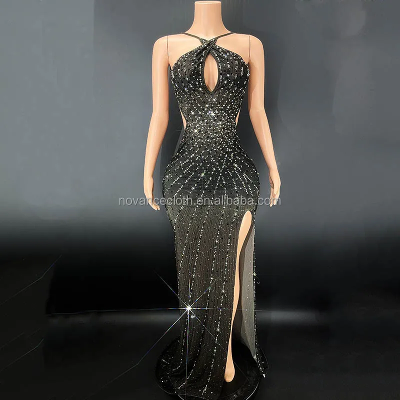 NOVANCE Y2395-F осень 2022 Платья вечерние сексуальные с открытой спиной блестящие бриллианты черное платье Роскошные вечерние платья для вечеринок