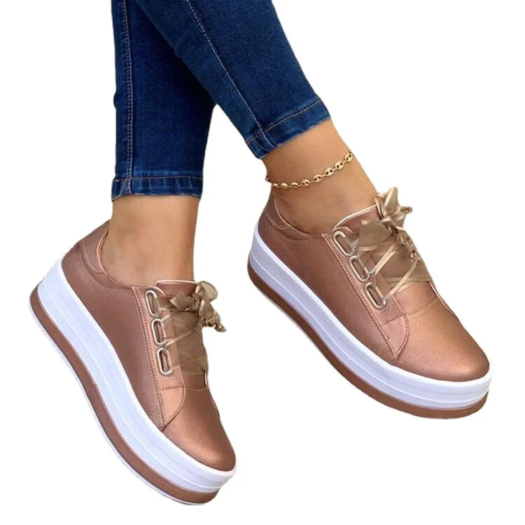 Tx New Fashion Plus Size Platform Walking Style Shoes Lace Up Thick-soled  Sneakers Ladies Flats Casual Shoes - Buy Casual Shoes,Ladies Flats Shoes,Sneakers  Women 2021 Product on 