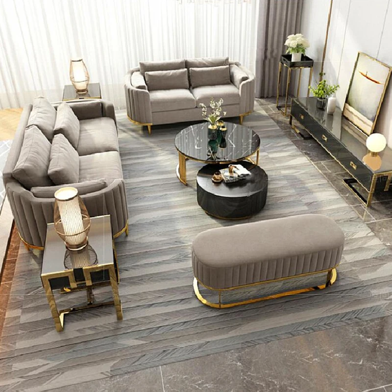 Luxury Sofa Living Room Furniture Curved Dresser Home Lounge Sofa Sets ...