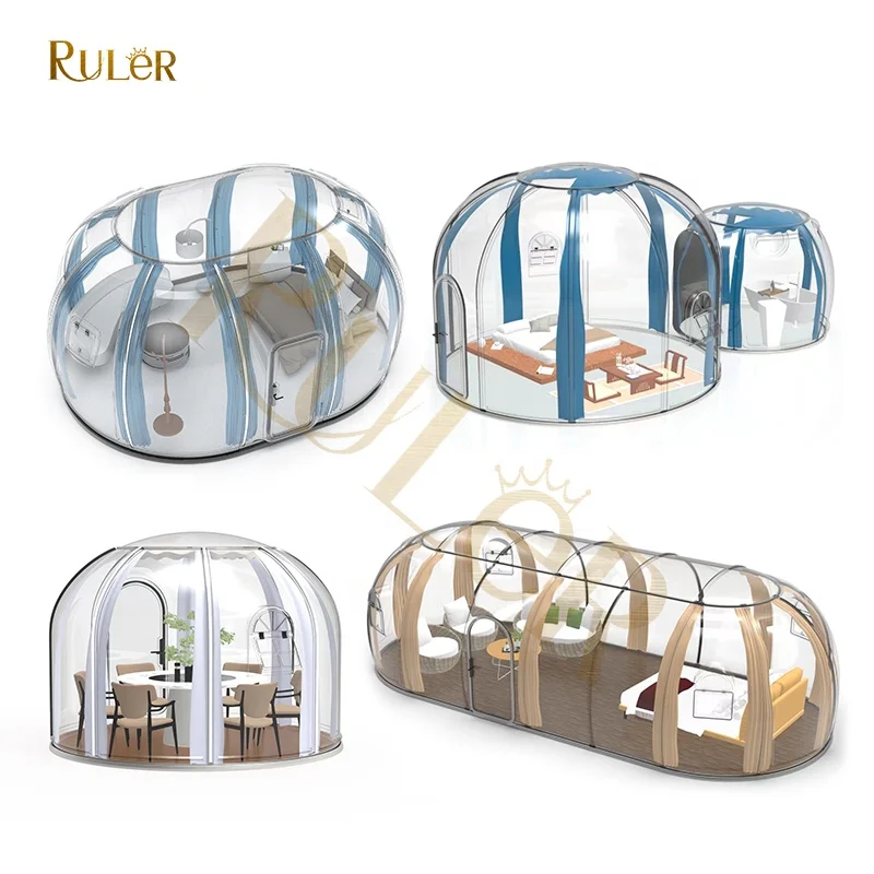 Outdoor Camping Igloo Tent 3.3M 3.8M Polycarbonate Transparent Dome Tent