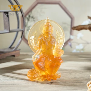 Graceful Glass Hindu Laksmi Statue Sacred Decor for Tranquil and Spiritual Spaces