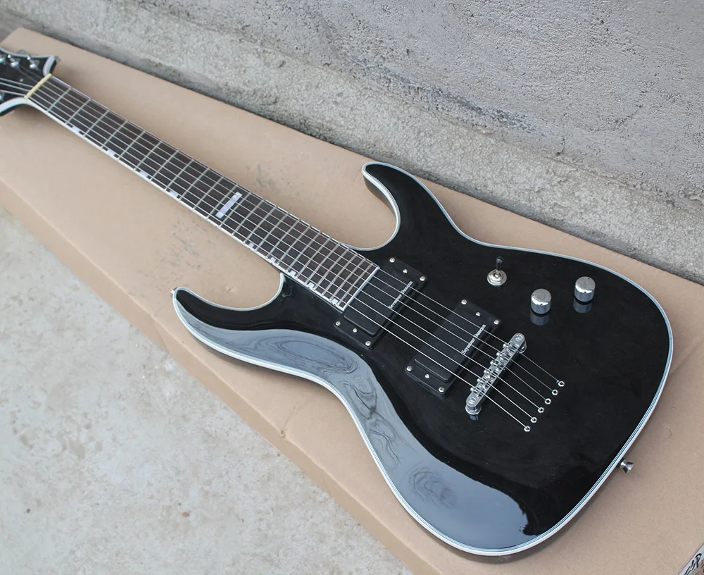 Flyoung High Quality Electric Guitar Stringed Instruments 6 Strings Glossy Black Guitar