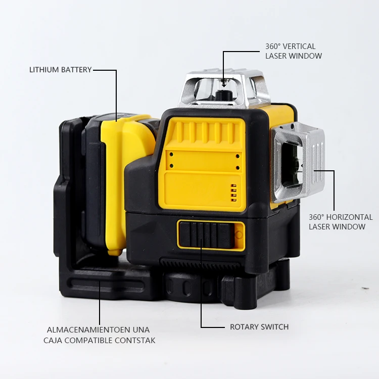 JSD Industrial Grade 4D Green Laser Level 12 Lines Rotary Laser Measuring Tool DIY Cross Line Laser Level at Discounted Price