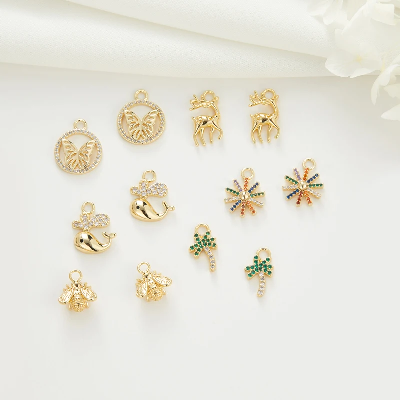 Wholesale 14K Gold Plated Dainty Brass Earrings Charms Bulk for