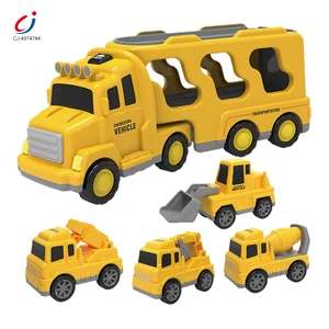 Chengji Double Decker Transport Truck Toy Light Music Education Vehicle Model Sliding Series Engineering Truck Car Toy for Kids