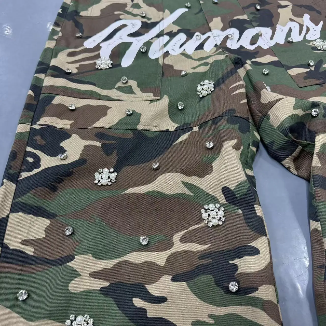 Carpenter Pants Oversized Custom Heavy Thick Vintage Straight Wide Leg Baggy Rhinestone Sweatpants Tracks Camo Cargo Pants Men gallery 3