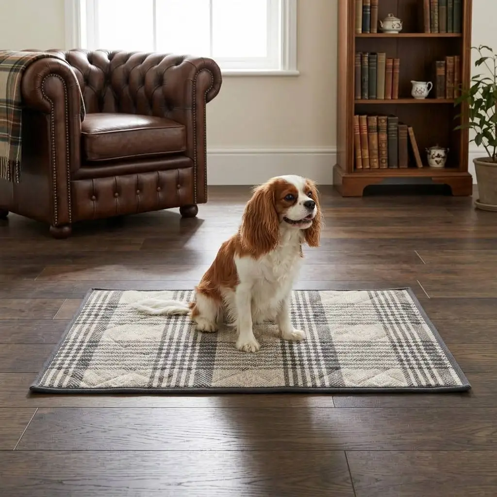 Washable Plaid Print Quilted Pet Mat — Product details 2