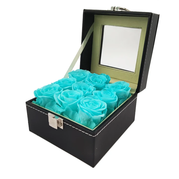 Cajas De Flores Rosa Eterna Rosas Preservada Mom Gift Forever Preserved  Eternal Rose Flower In Square Rectangle Leather Box Bix - Buy Cases De Vie  Boite Fleur Square Box Preserve Roses Eterna