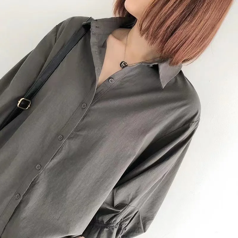 High Quality Pattern of Long Sleeve Cotton and Linen Shirts Top Women Casual Blouse Designs