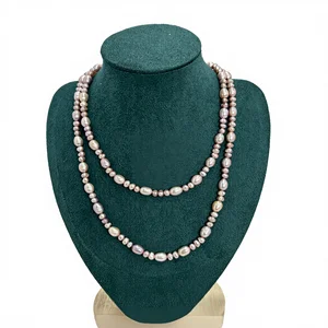 YOB  4-4.5mm Ball Shaped Natural  Freshwater Pearls 925 Silver Strand Necklace for Women Gift