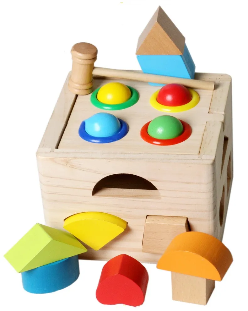 Wooden Shape Sorter Cube Toy,Kids Colorful Geometric Shape Blocks,Baby ...