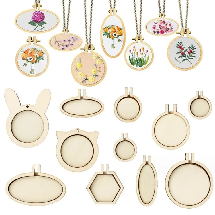 Lot De 9 Cerceaux à Broder Décoratifs – Imitation Bois, Présentoirs Pour Couture