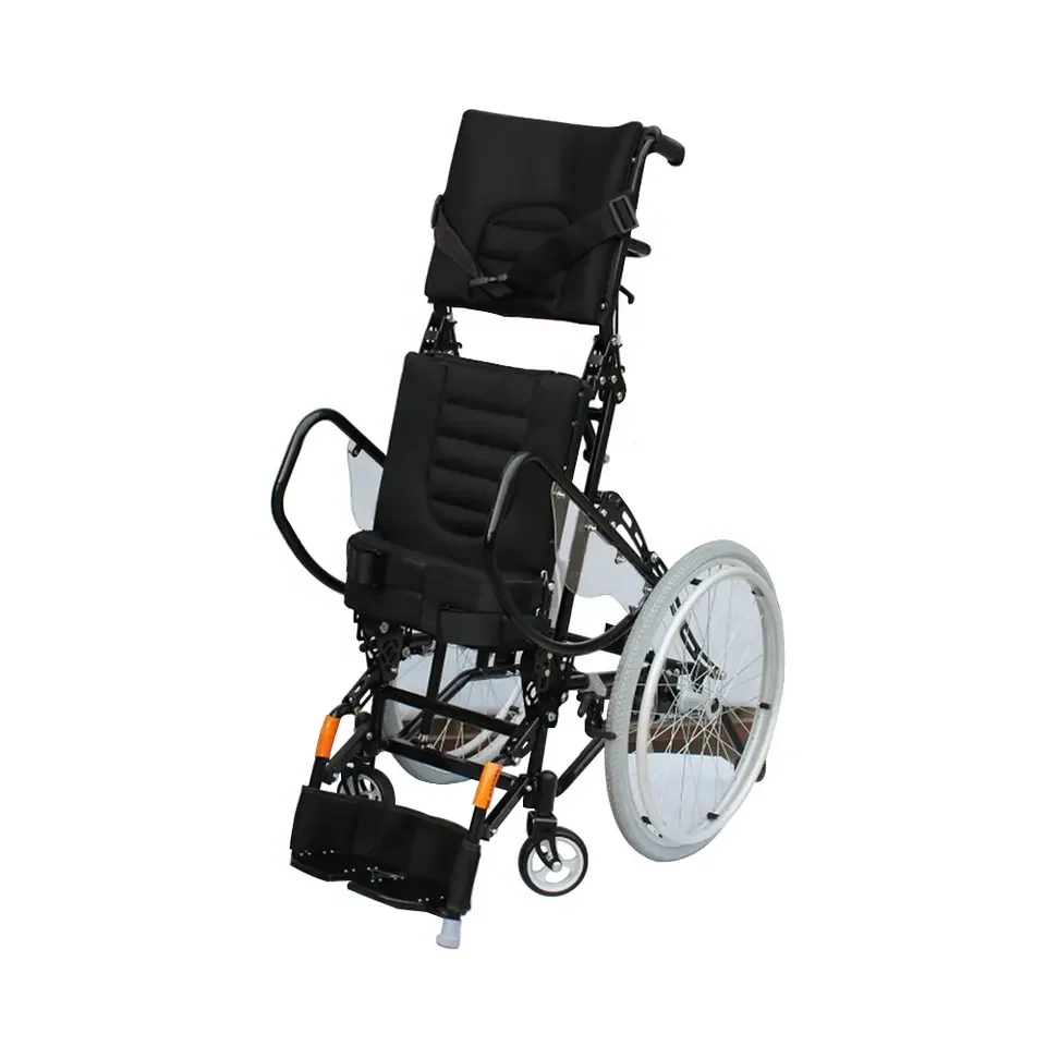 Kursi roda berdiri lift foldable height adjustable seat for disabled manual standing elevated stand up standing wheelchair