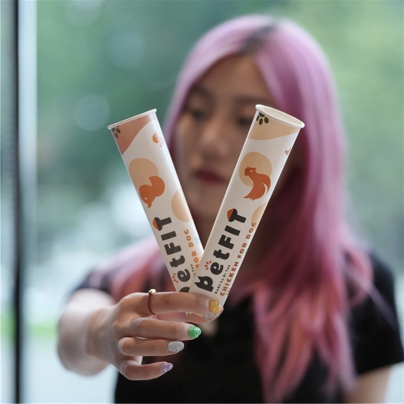 Custom Calippo Tube Ice Cream Packaging Paper Cup Container Ice Cream Squeeze Paper Tube With Paper Lid
