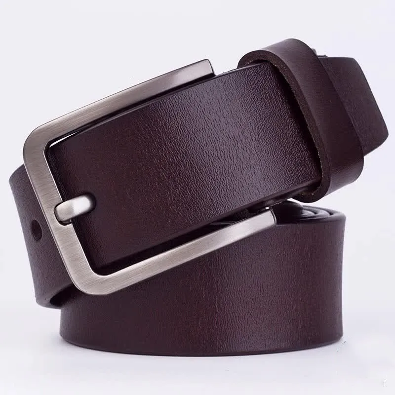 Men Genuine Leather Belt Classic Vintage Pin Buckle Male Belts Luxury Strap  1Pc