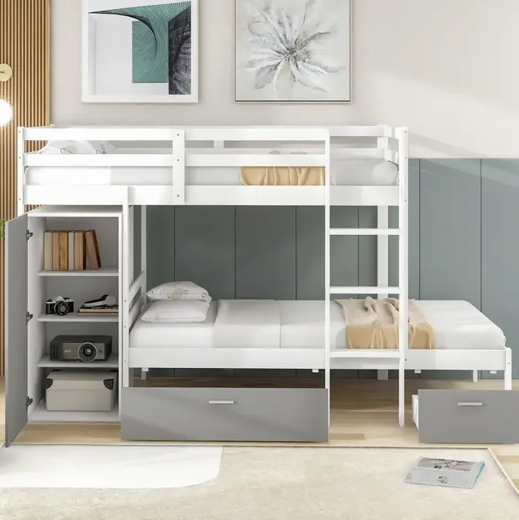 Lshaped Modern Design Bunk Beds With Storage And Drawers