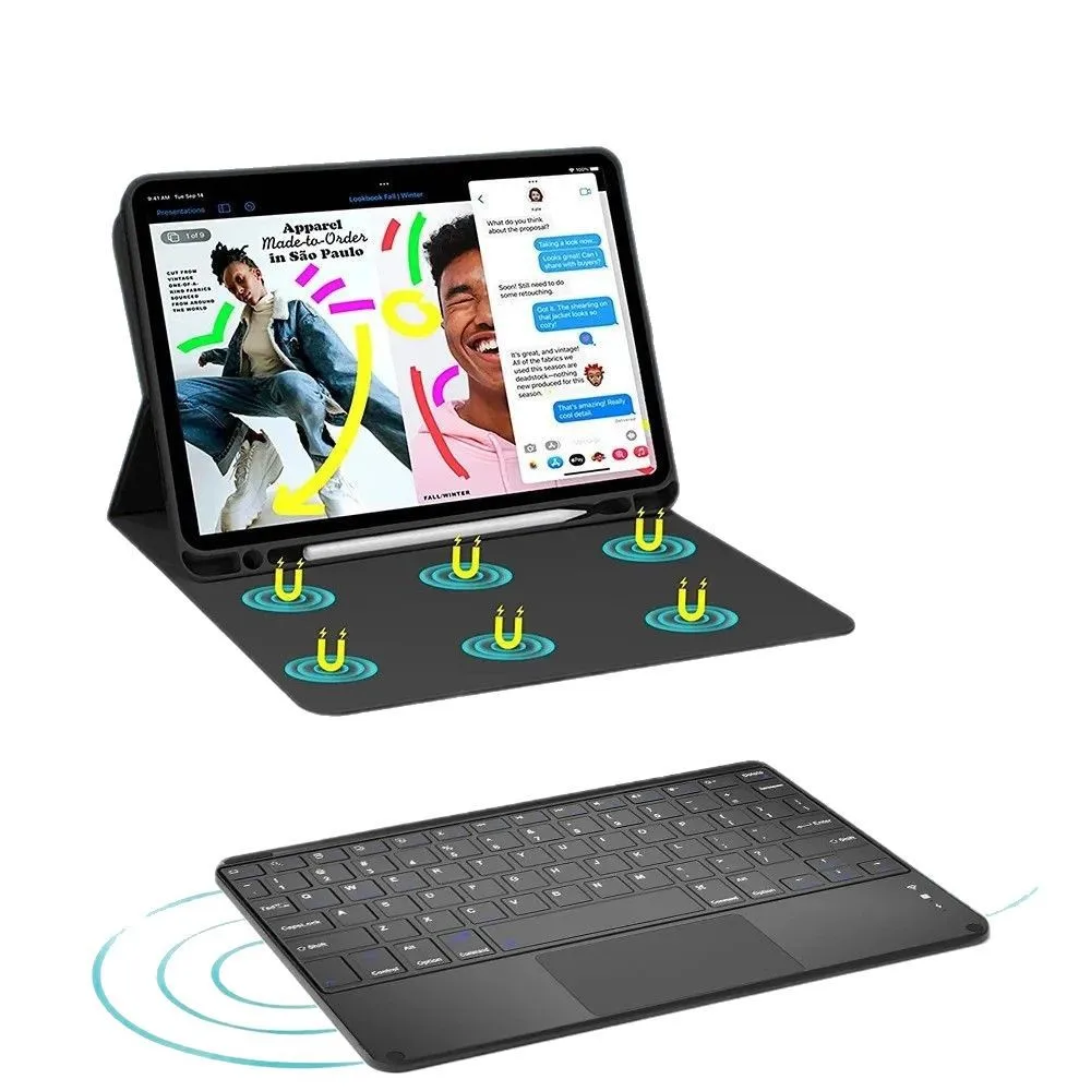 Housse Clavier Magique pour Samsung Tab S10 10,9'' Plus, Clavier Détachable Magnétique Rétroéclairé, Fente pour Stylet Intelligent Multi-Tactile Laudtec
