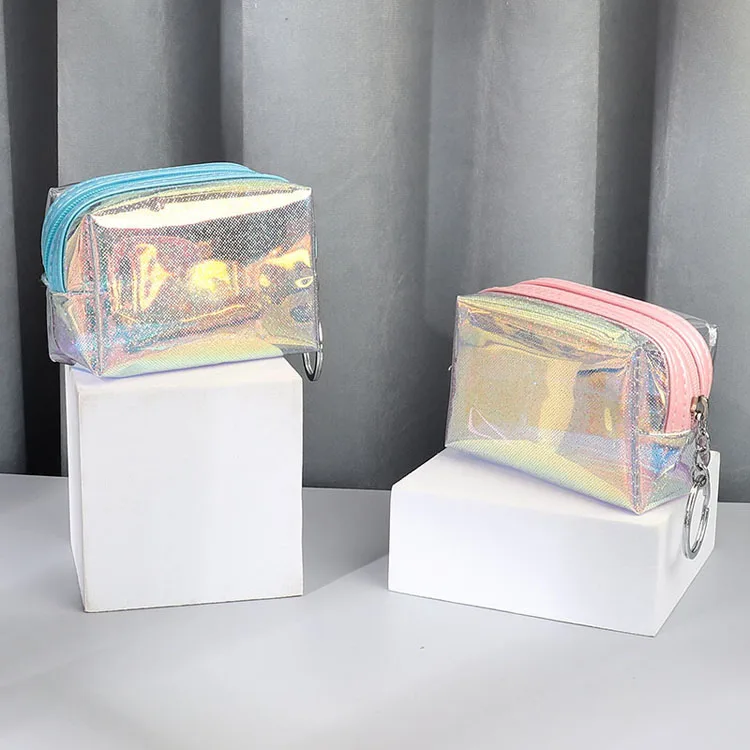 holographic pvc transparent mini coin purse