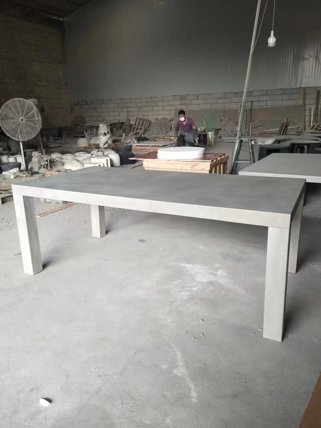 Заводские продажи высокопрочный прочный открытый прямоугольный обеденный стол из стекловолокна, цемента и бетона