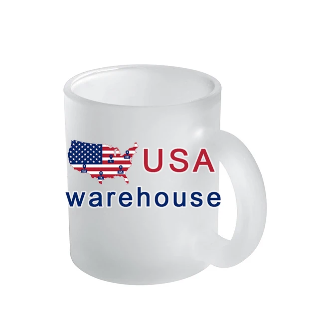 US Warehouse quality sublimation blank glasses tumbler 36pcs/case uvdtf 11oz frosted glass mug with handle