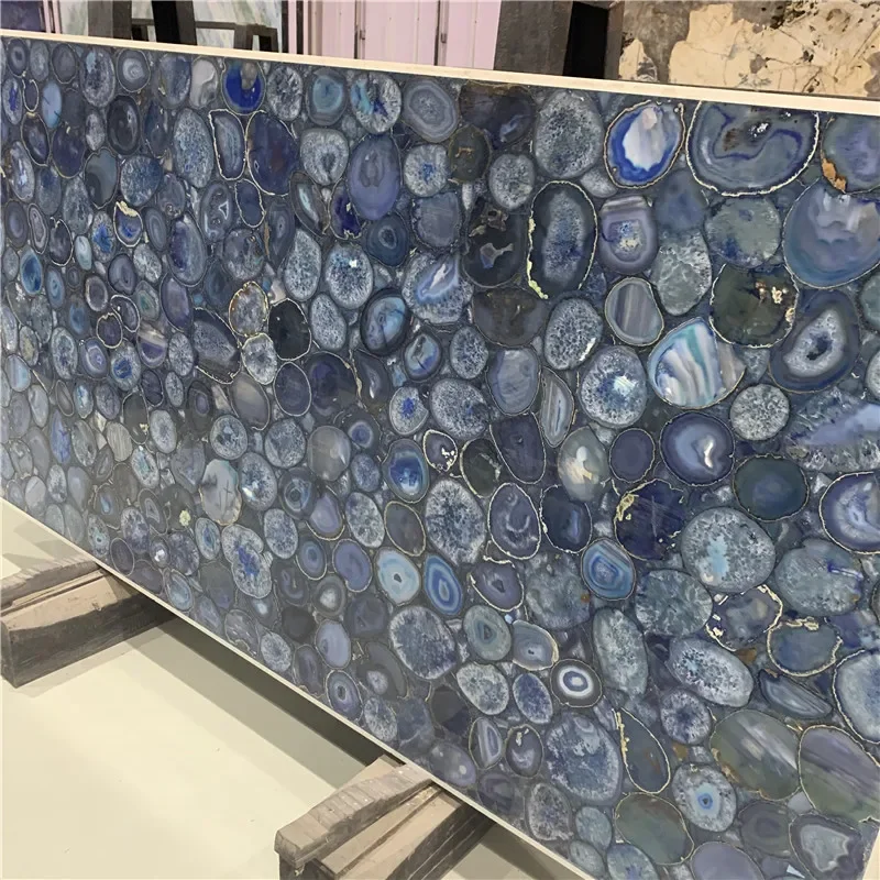 product blue agate stone semi agate stone for countertops  bar tops kitchen tops desktop514-3