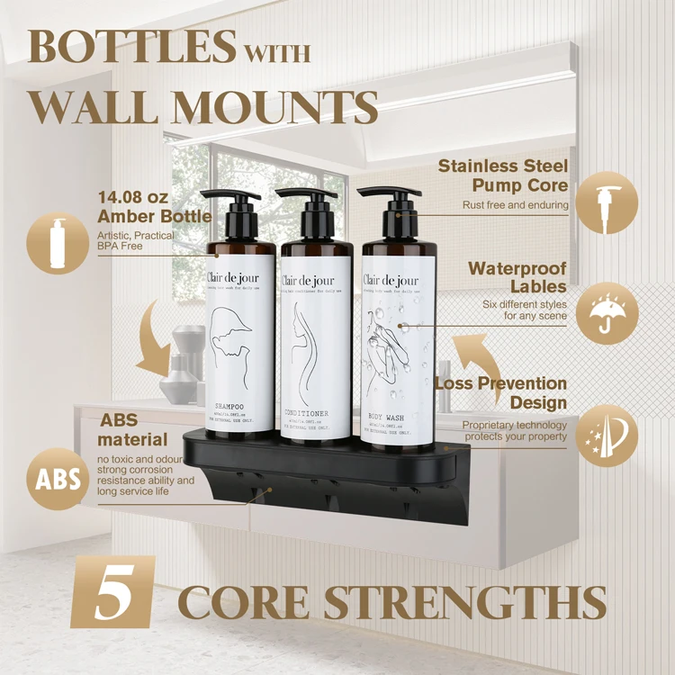 Shampoo Conditioner Body Wash lotion Liquid Soap Bottles Stainless Steel  Holder Wall Mounted Dispenser Bracket from China Manufacturer - Yangzhou  Ecoway Hotel Supply Co., Ltd.