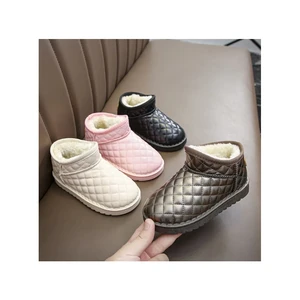 Rhombic Pattern Snow Boots for Children Boys Waterproof Wholesale Autumn Winter Kids Shoes Fashion Thickened Girls Ankle Boots