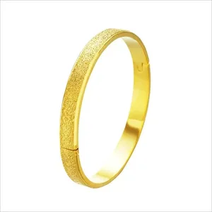 Wholesale Sand Gold Matte Buckle Women's Adjustable Bangle 18K Gold Plated Trendy Fashion Anniversary Gift