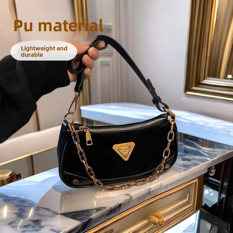 Foreign Trade Lady European-American Retro Women’s PU Underarm Shoulder Crossbody Bag Spring 2026 New Fashion Chain Zipper
