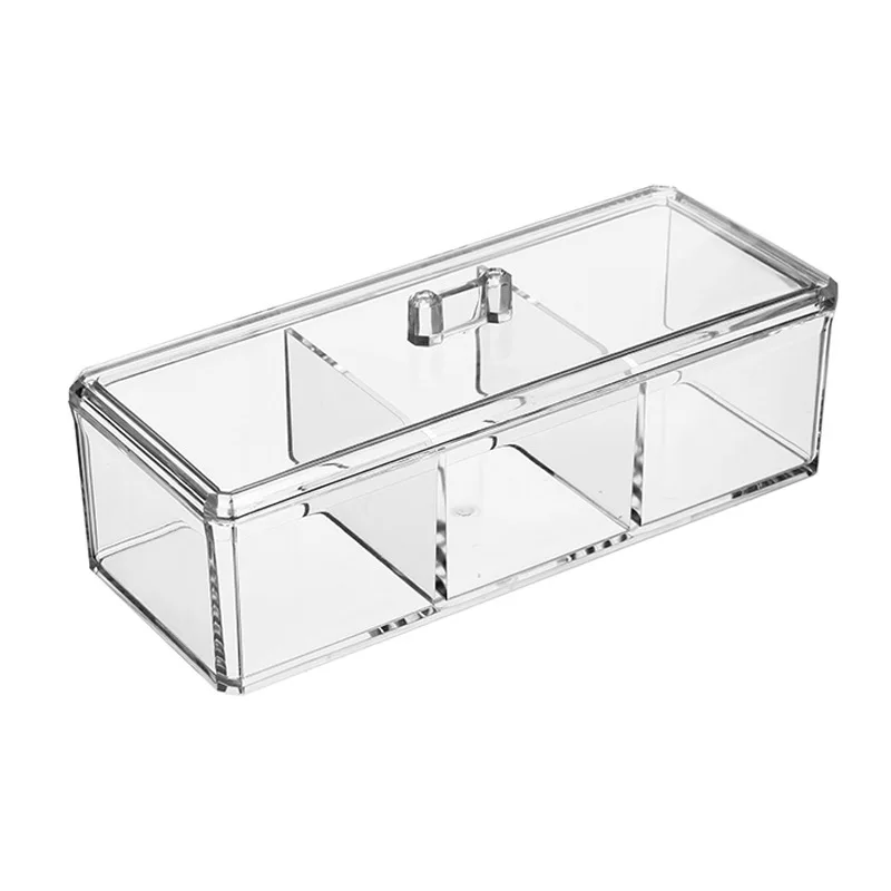 Transparent rectangular desktop storage box can be stacked with acrylic dustproof makeup cotton swab box manufacture