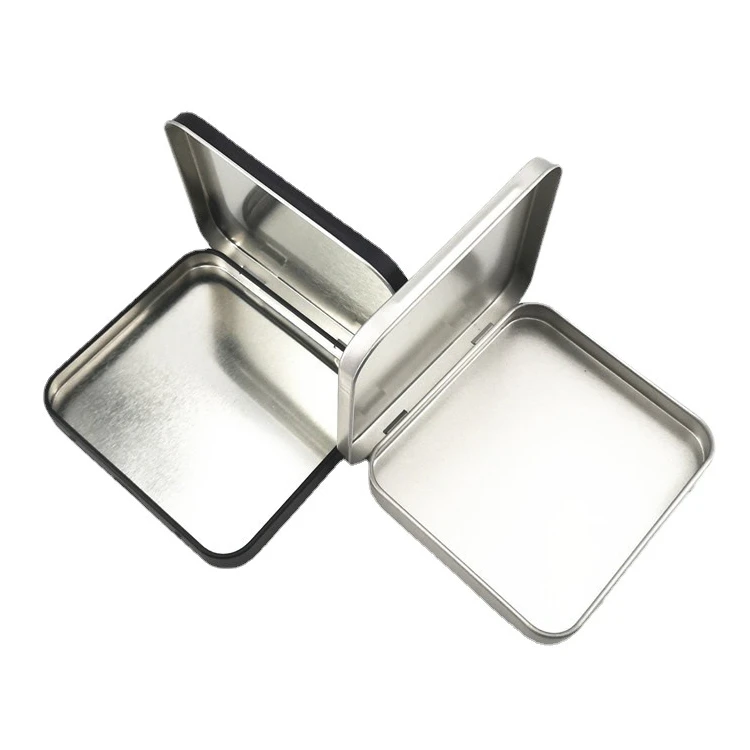 tobacco storage tins 100x89x13mm Custom White Black Card Cigarette Tobacco Storage Flip Top  Hinged Tin Case