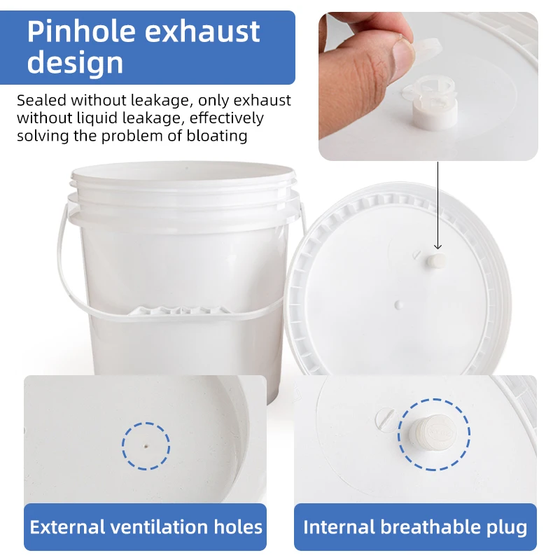 10 Liter 20 Liter 5 Gallon Plastic Bucket Drum Pail With One-way Air Valve for Hot Filling